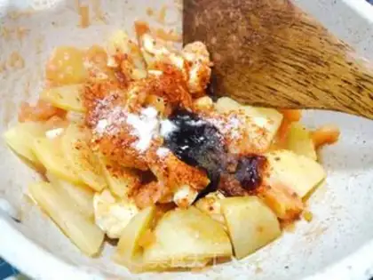 Make Home-cooked potatoes burn Japanese tofu step 8