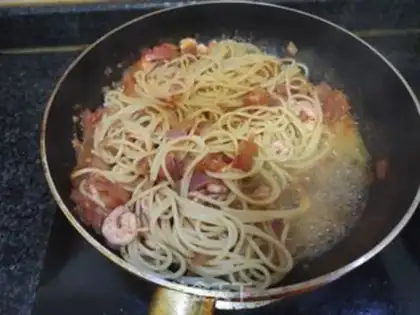 Make Shrimp ketchup pasta step 13