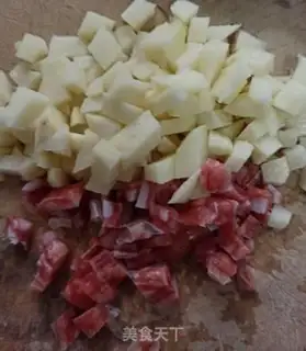 Make Potato sausage fried rice step 1