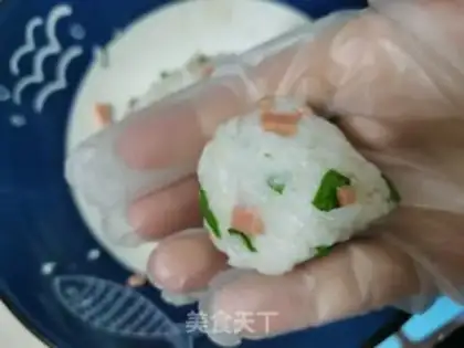 Make ♪ ♪ A green ham rice ♪ step 4