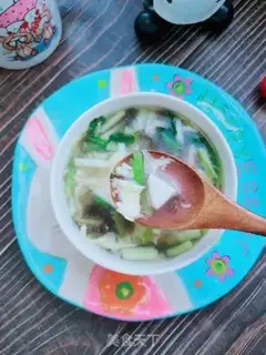 Make Tofu, yellow and purple soup step 12