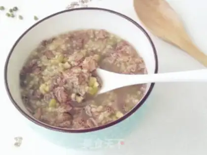 Make Blood oatmeal green bean congee step 6