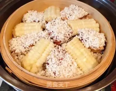 Make The corn in the rice chops step 7