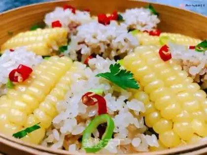 Make The corn in the rice chops step 10