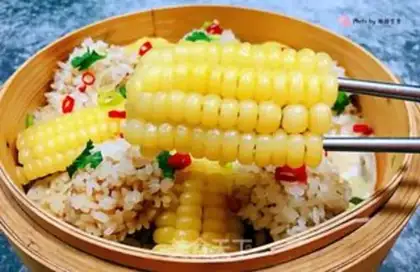 Make The corn in the rice chops step 14