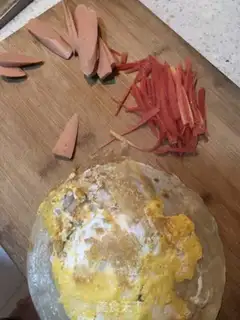 Make Ham sausage burrito step 2