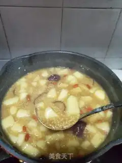 Make Black sugar apples, apple dates, rice porridge step 7
