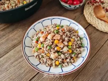 Make Quail rice with fat shrimp step 12