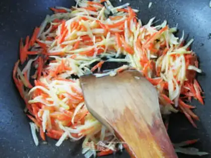 Make A carrot, a potato roll step 4