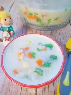Make Five-colour shrimp congee step 6
