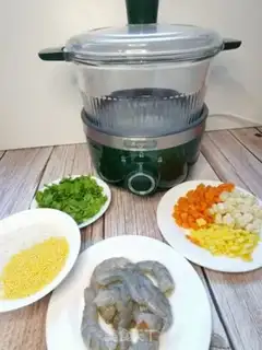 Make Five-colour shrimp congee step 0