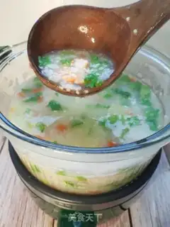 Make Five-colour shrimp congee step 5