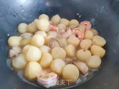 Make Abalone little potato shrimp ball step 12