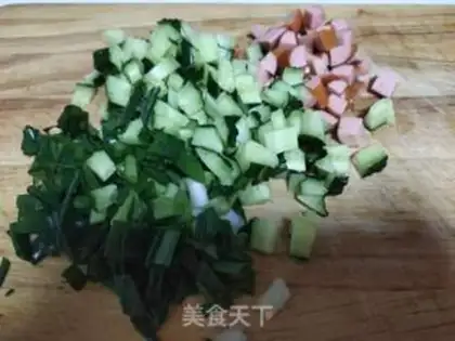 Make Ham sausage cucumber rice step 0