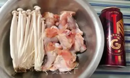 Make Beer, white mushroom, chicken wings step 0