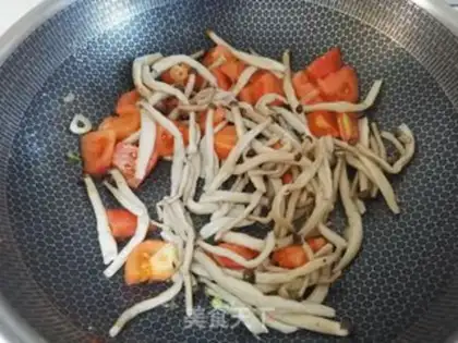 Make Seafood mushroom fried egg tomatoes step 6