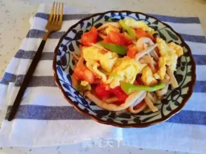 Make Seafood mushroom fried egg tomatoes step 10