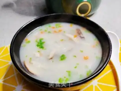 Make Chicken mushroom congee step 7