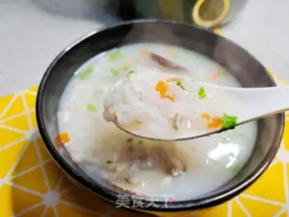 Make Chicken mushroom congee step 8