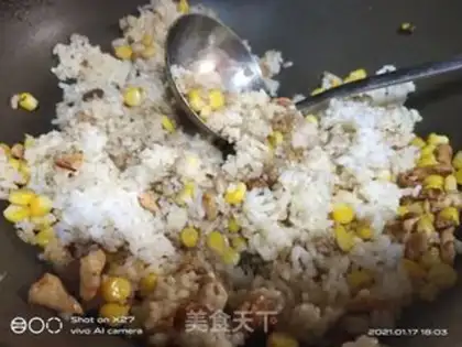 Make Chicken corn fried rice step 5