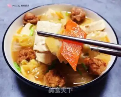 Make Bean bean-curd carrot-ball soup step 12