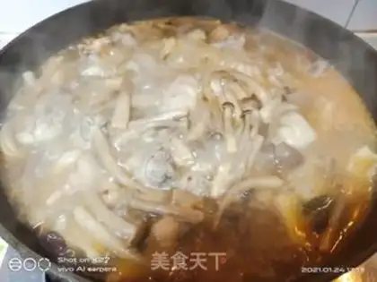 Make Chicken-cooked tea mushrooms step 8