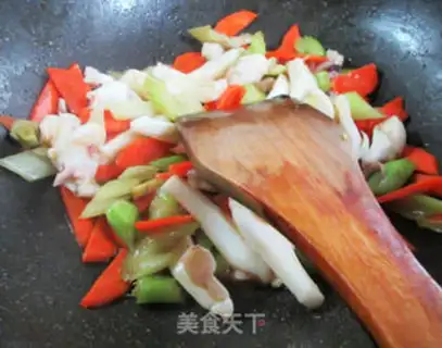 Make Carrot celery frying squid step 9