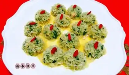 Make The rice steams three meatballs step 10
