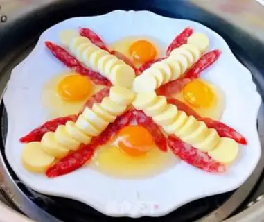 Make Japanese tofu sausage steamed eggs step 5