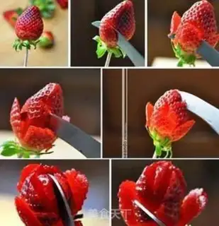 Make Strawberry roses step 2