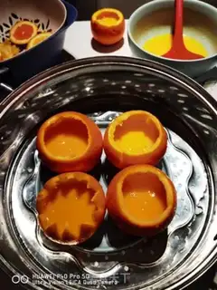 Make Orange steamed eggs step 12