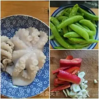 Make Sweet peas fried octopus step 0