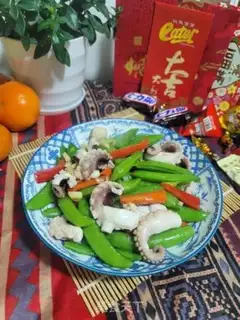 Make Sweet peas fried octopus step 9