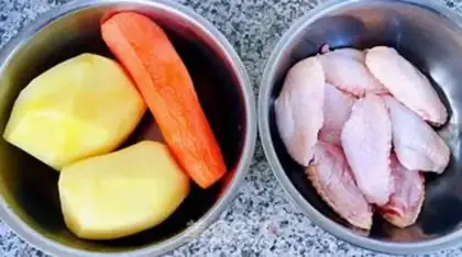 Make Potato carrot chicken wings step 0