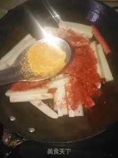 Make Hot ham and fried rice cake step 9
