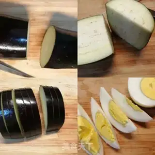 Make Lotus eggs and eggplant step 1