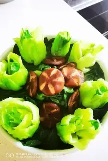 Make The mushrooms and roses step 12