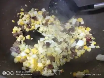 Make Corn sausage fried rice step 2
