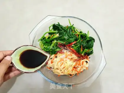 Make Pire oil with spinach bean skin step 11