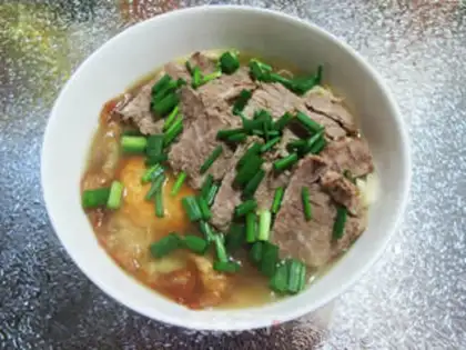 Make Duck egg beef noodles step 6