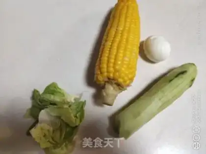 Make Beef ham corn egg salad step 1