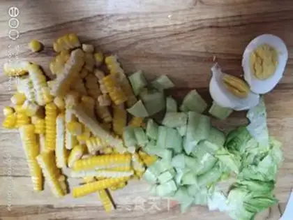 Make Beef ham corn egg salad step 2