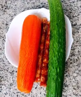 Make A cucumber carrot with sausage step 0