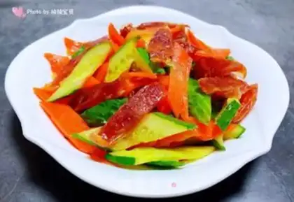 Make A cucumber carrot with sausage step 9