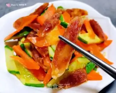Make A cucumber carrot with sausage step 11