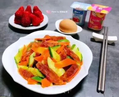 Make A cucumber carrot with sausage step 12