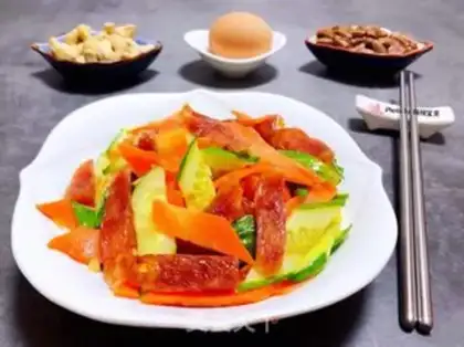Make A cucumber carrot with sausage step 14