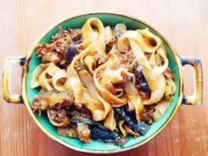 Make Meat and eggplant noodles step 11