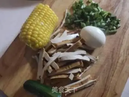 Make Corn bean dry cucumber salad step 0