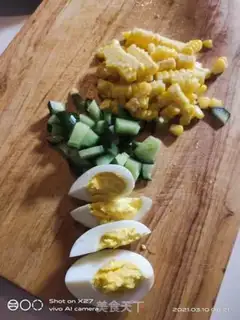 Make Corn bean dry cucumber salad step 1